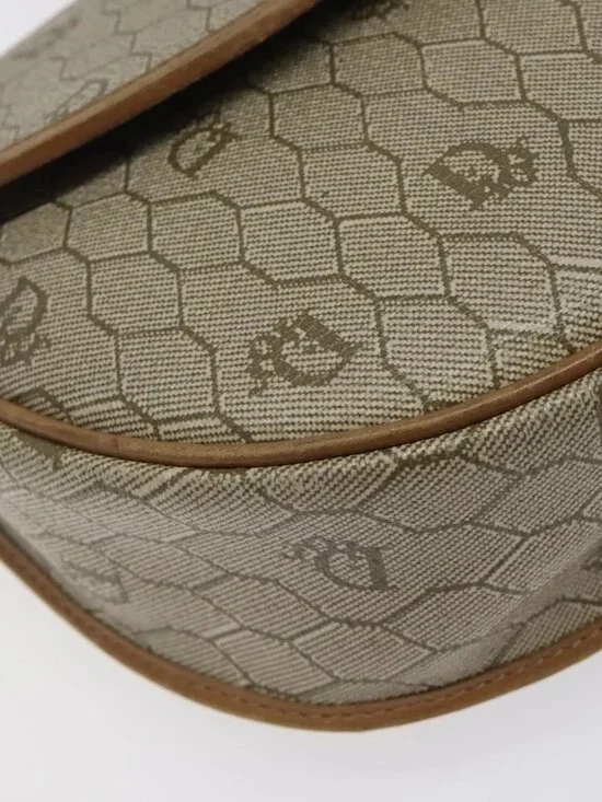 Christian Dior Honeycomb Canvas Shoulder Bag PVC Beige Gold Auth BA1892 - Picture 10 of 16